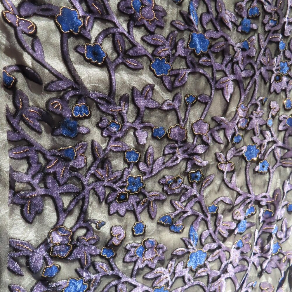 Velvet burnout scarf with fringe whimsygoth dark romantic mode france floral